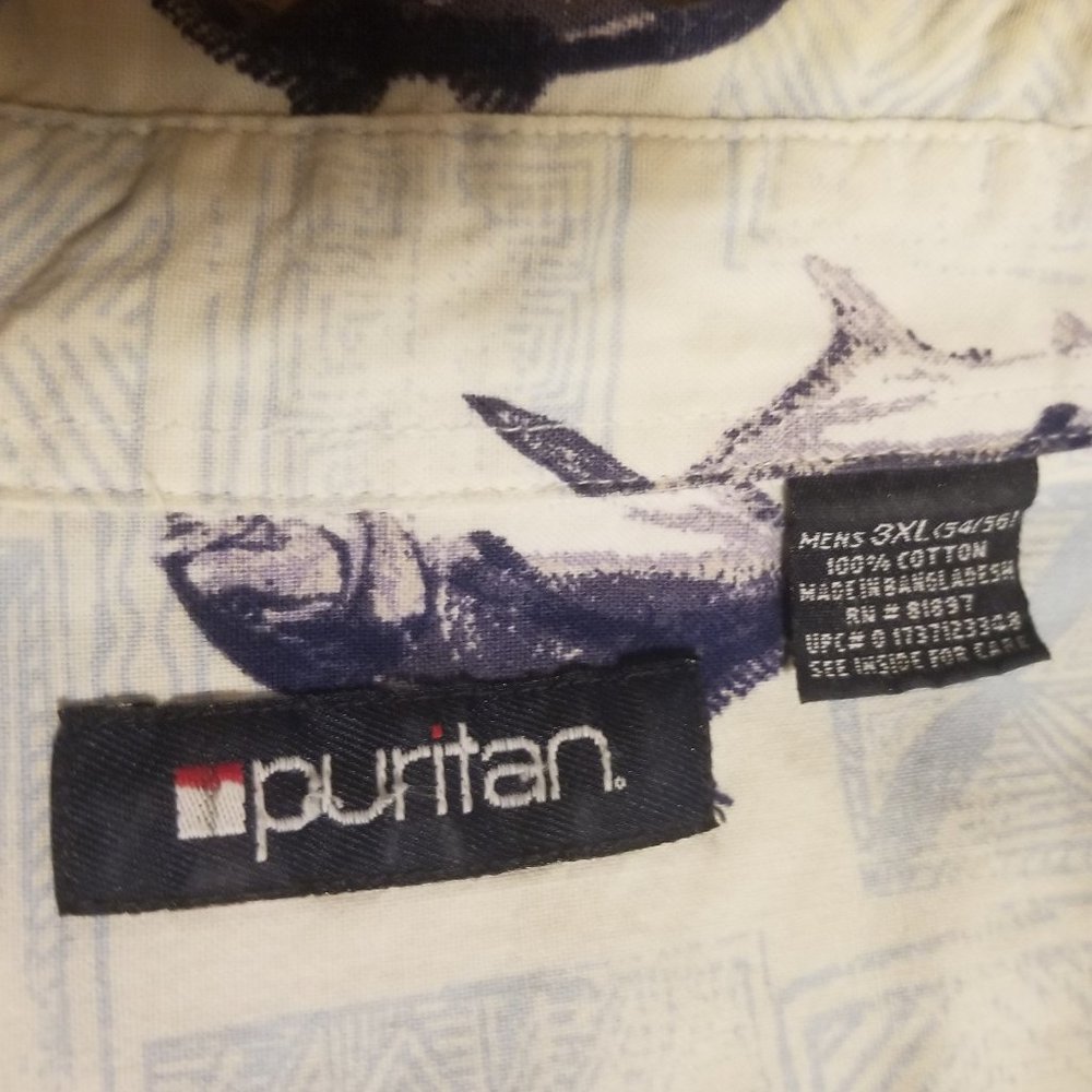 Puritan's light blue fish-themed 3XL men's shirt - Picture 4 of 4